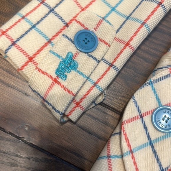 Marc Jacobs Guinevere Windowplane Plaid Wool Trench Coat - Picture 6 of 6